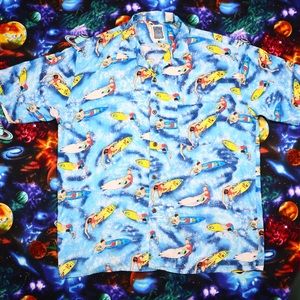 Vtg 90s Surf Hawaiian Shirt Button Up Men’s XL